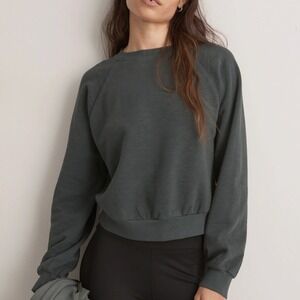 Madewell Raglan Sweatshirt in Dark Palm Size Small